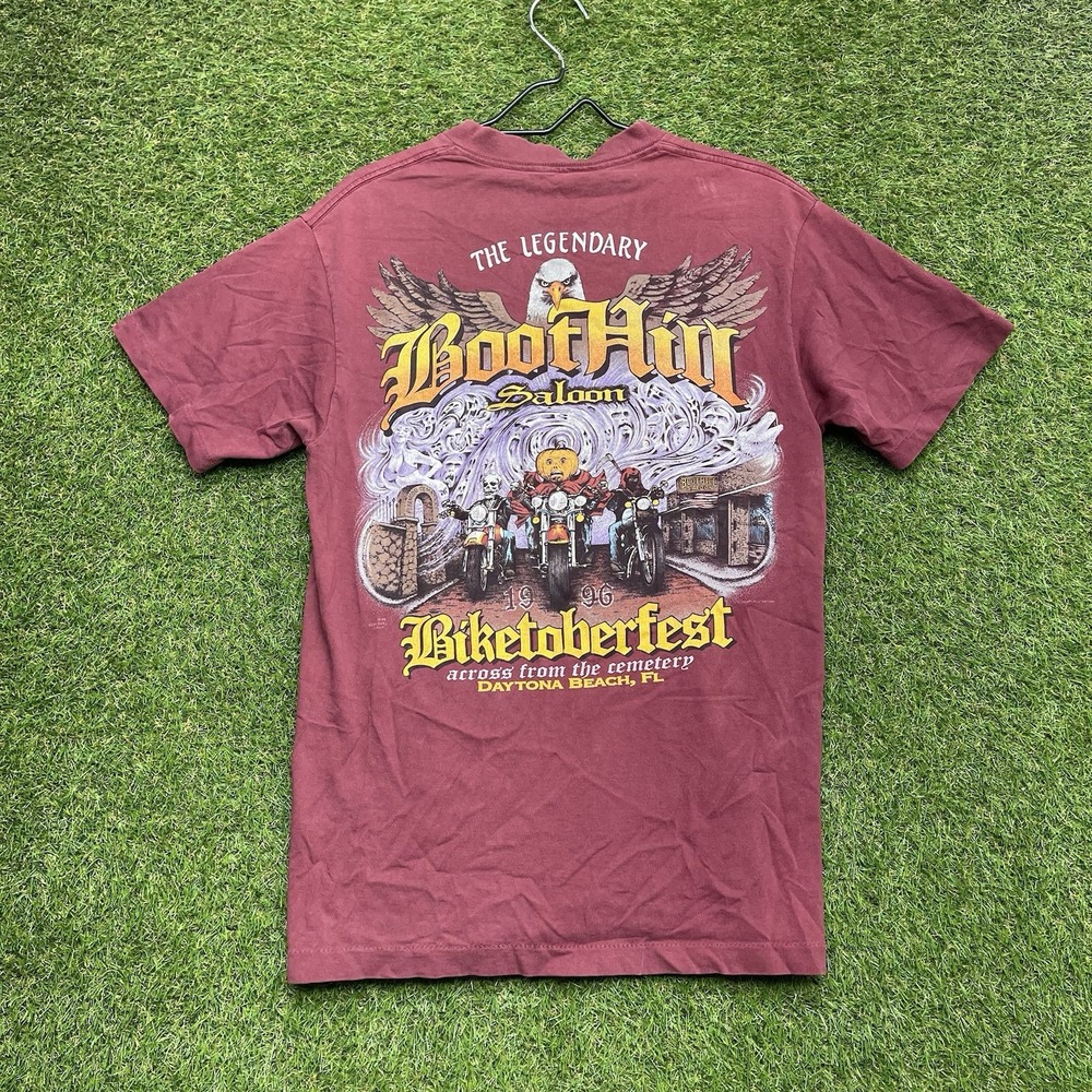 Vintage Boot Hill Saloon Shirt Mens Small Biketoberfest USA Made Single Stitch